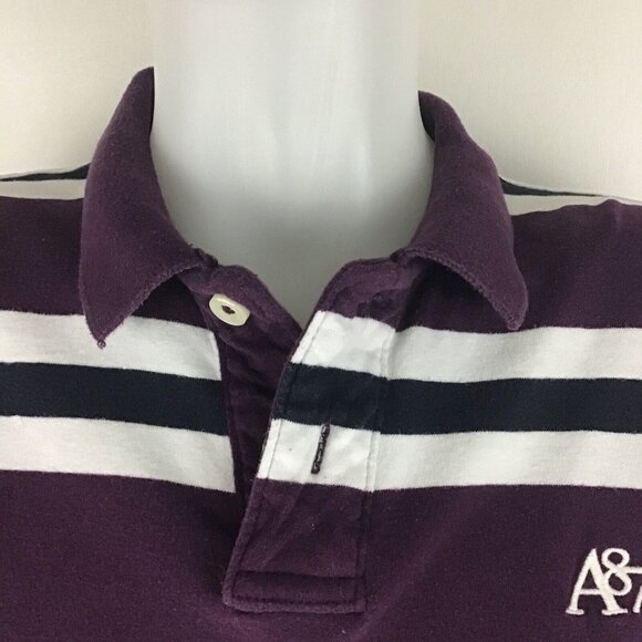 Men's Aeropostale Short Sleeve Polo Collared Dress Shirt Purple Striped Size XL - Picture 3 of 6